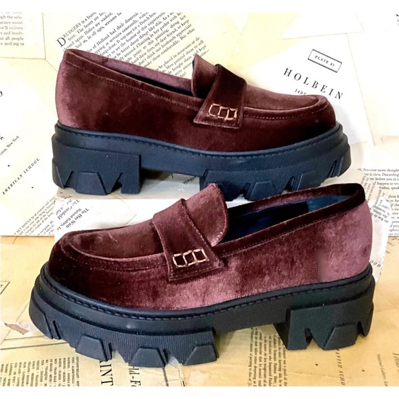 Free People Alohas Trailblazer Velvet Platform Loafer Lug Sole Brown - Picture 4 of 9